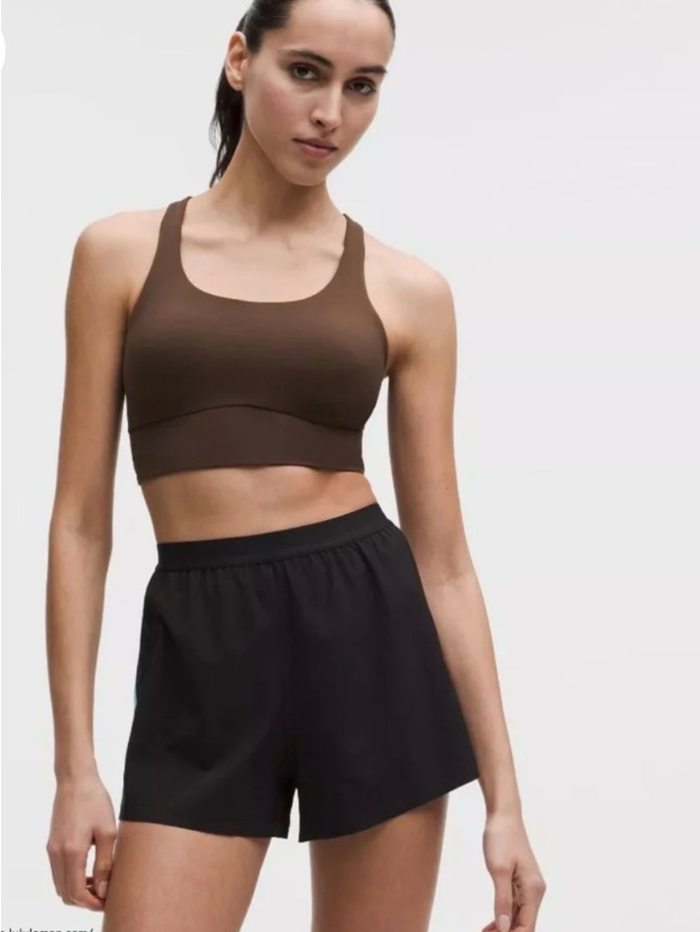 Lululemon Java Energy Bra Espresso Brown Blue Strappy Quiet Luxury L - Picture 2 of 4
